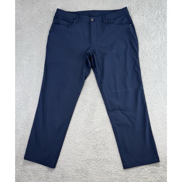 Lululemon ABC Classic Fit 5-Pocket Warpstreme Pants Navy Blue Mens 36x27 - Picture 1 of 12